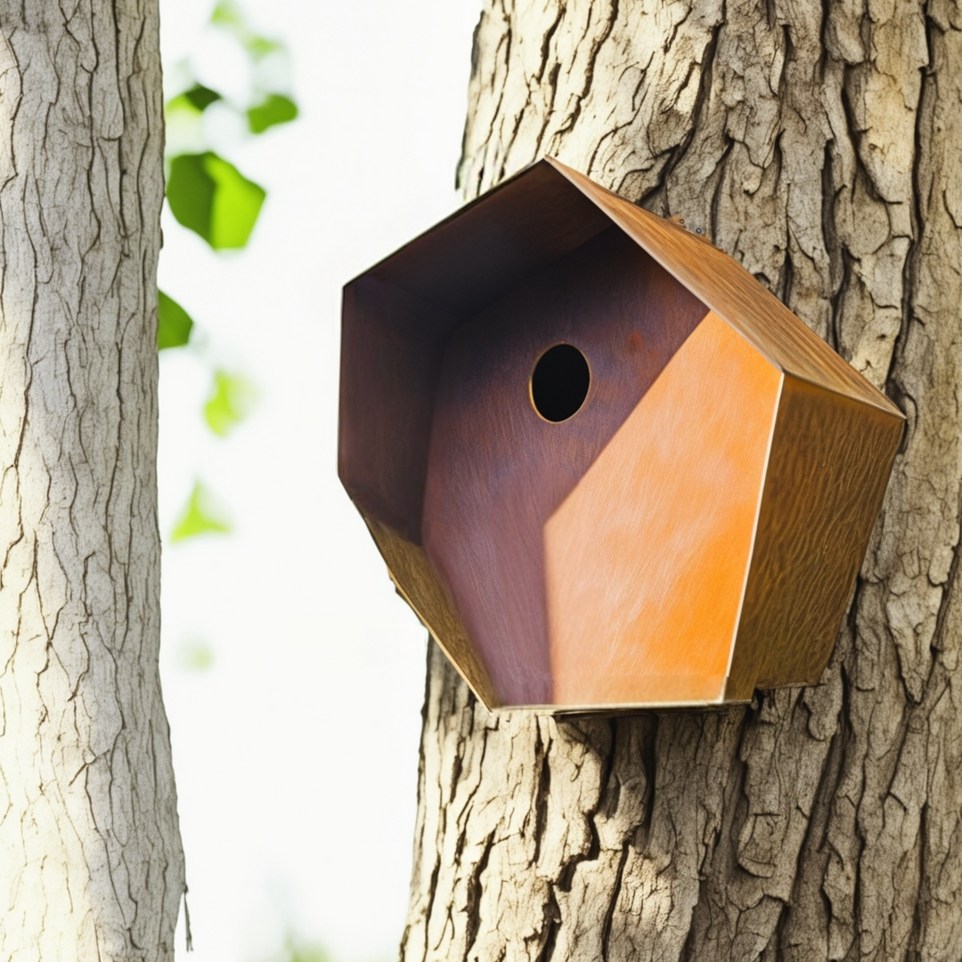 Corten Bird House - Mounted
