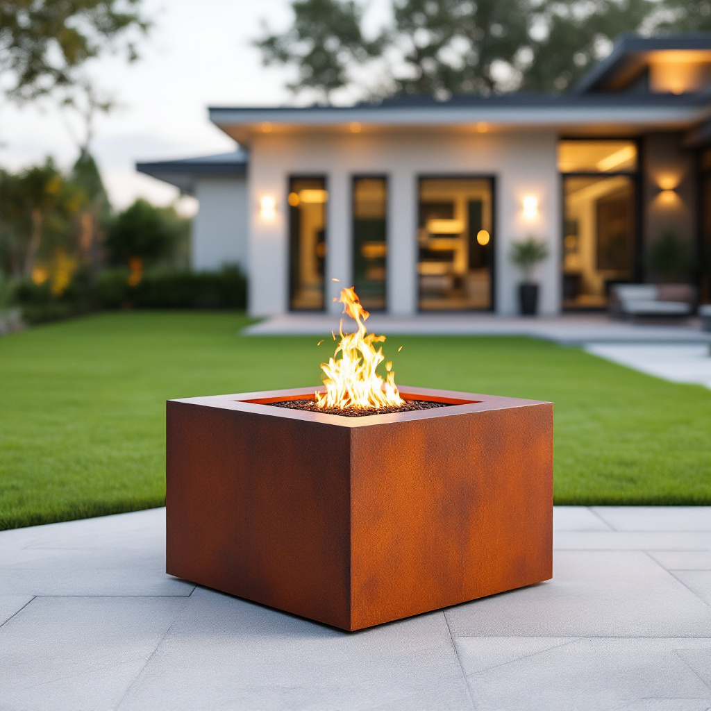 Corten Fire Feature - Square Table