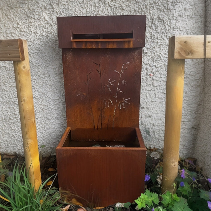Corten bamboo water feature