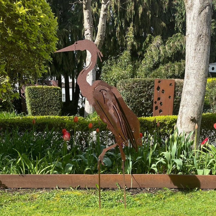 Corten heron sculpture