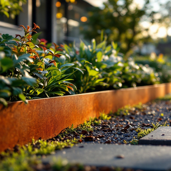 Corten flat top edging