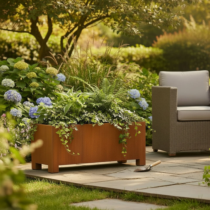 Corten rectangle planter w/ legs