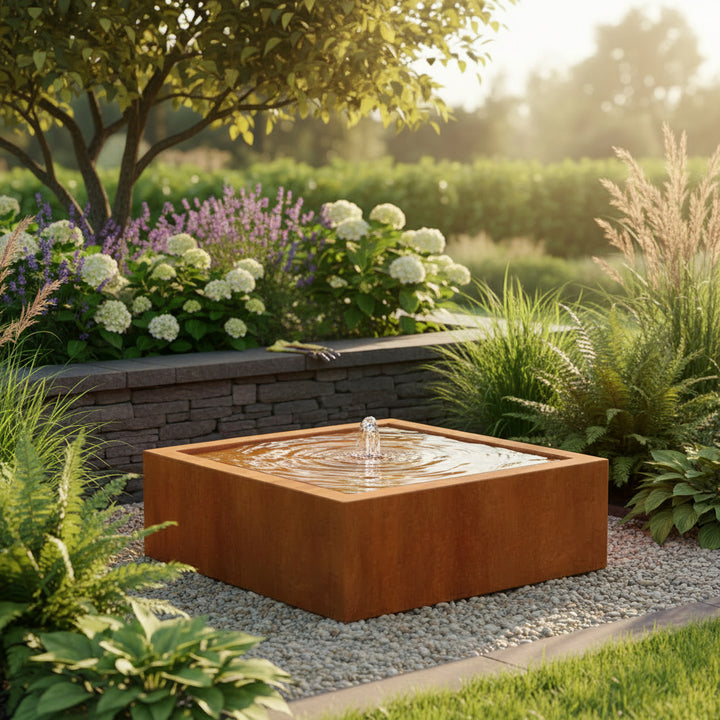 Corten square water table