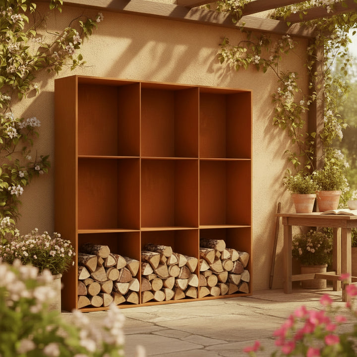 Corten wood storage with infill