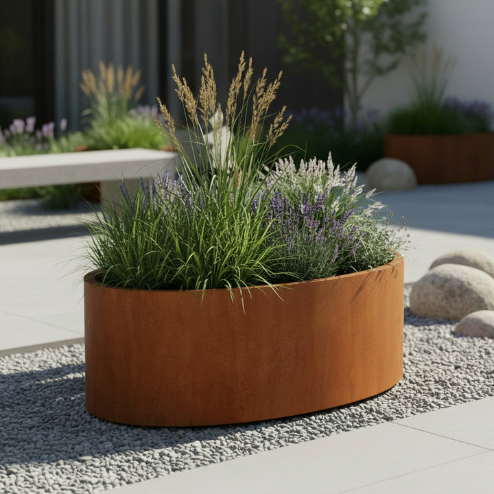 Corten oval planter