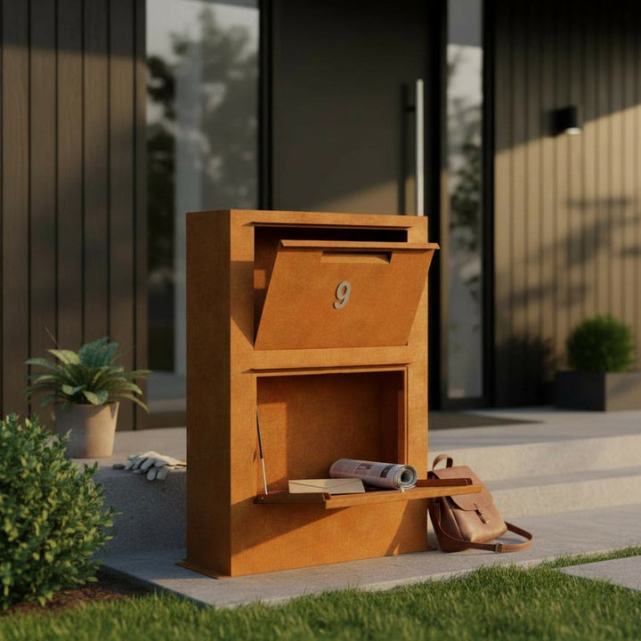 Corten freestanding letterbox